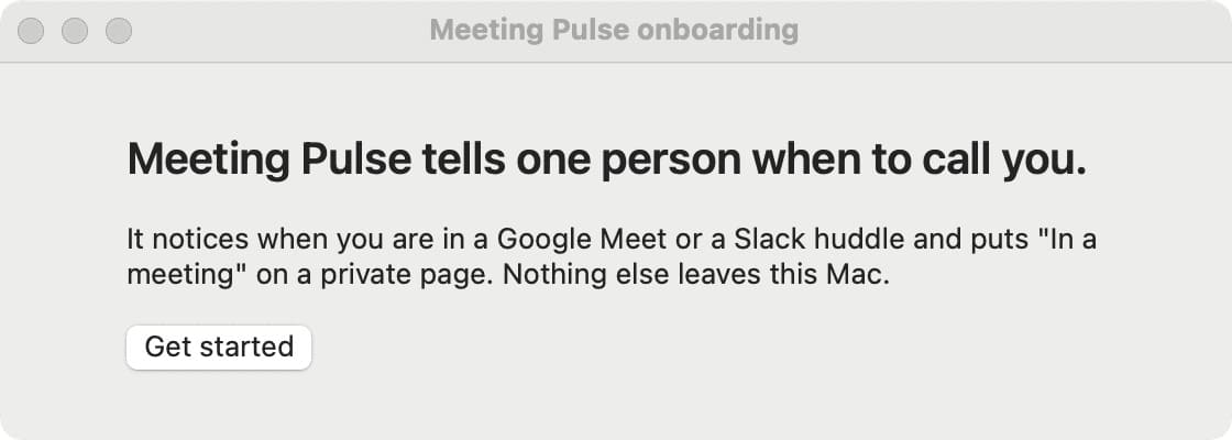Meeting Pulse onboarding window on macOS