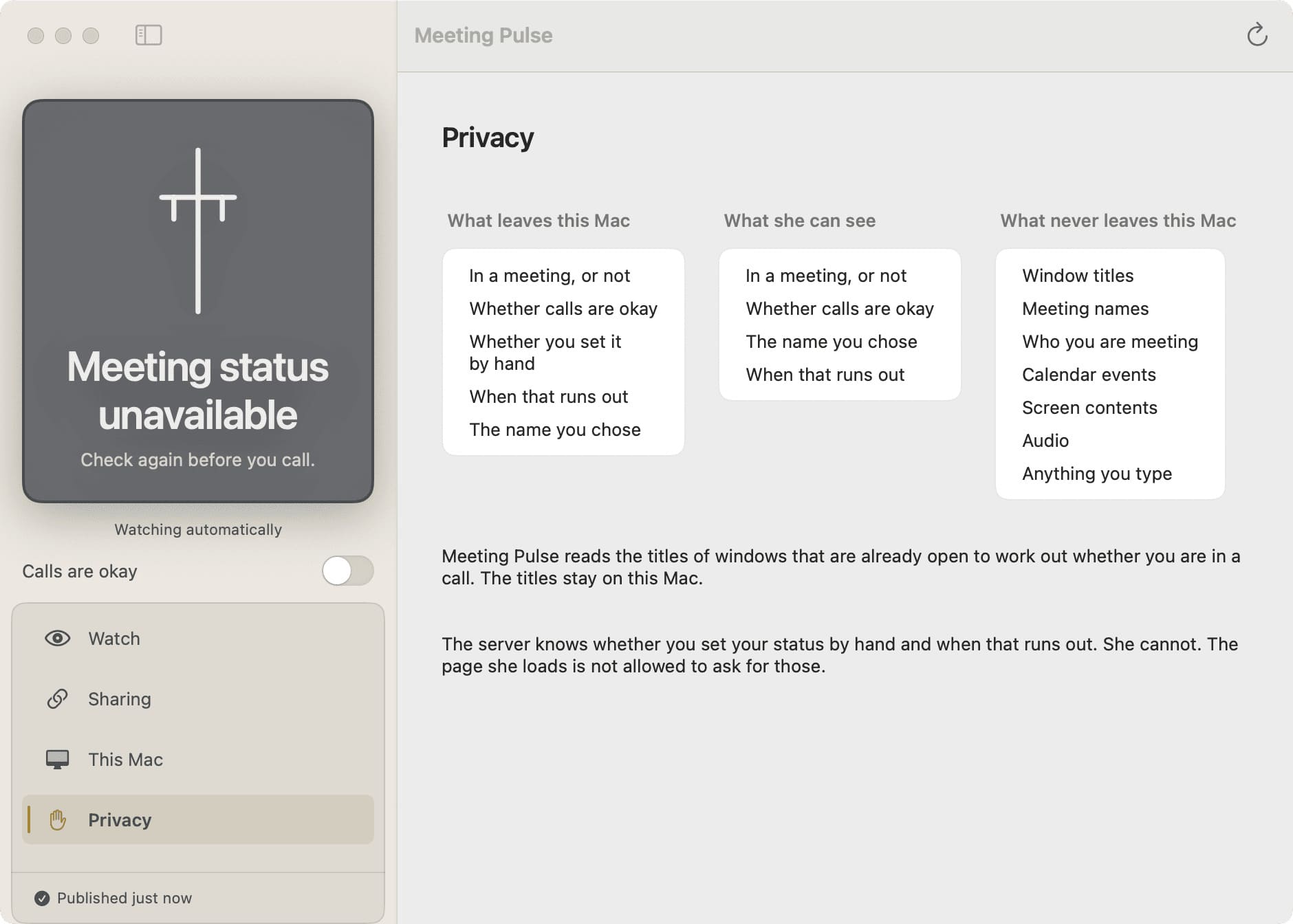 Meeting Pulse Station privacy settings