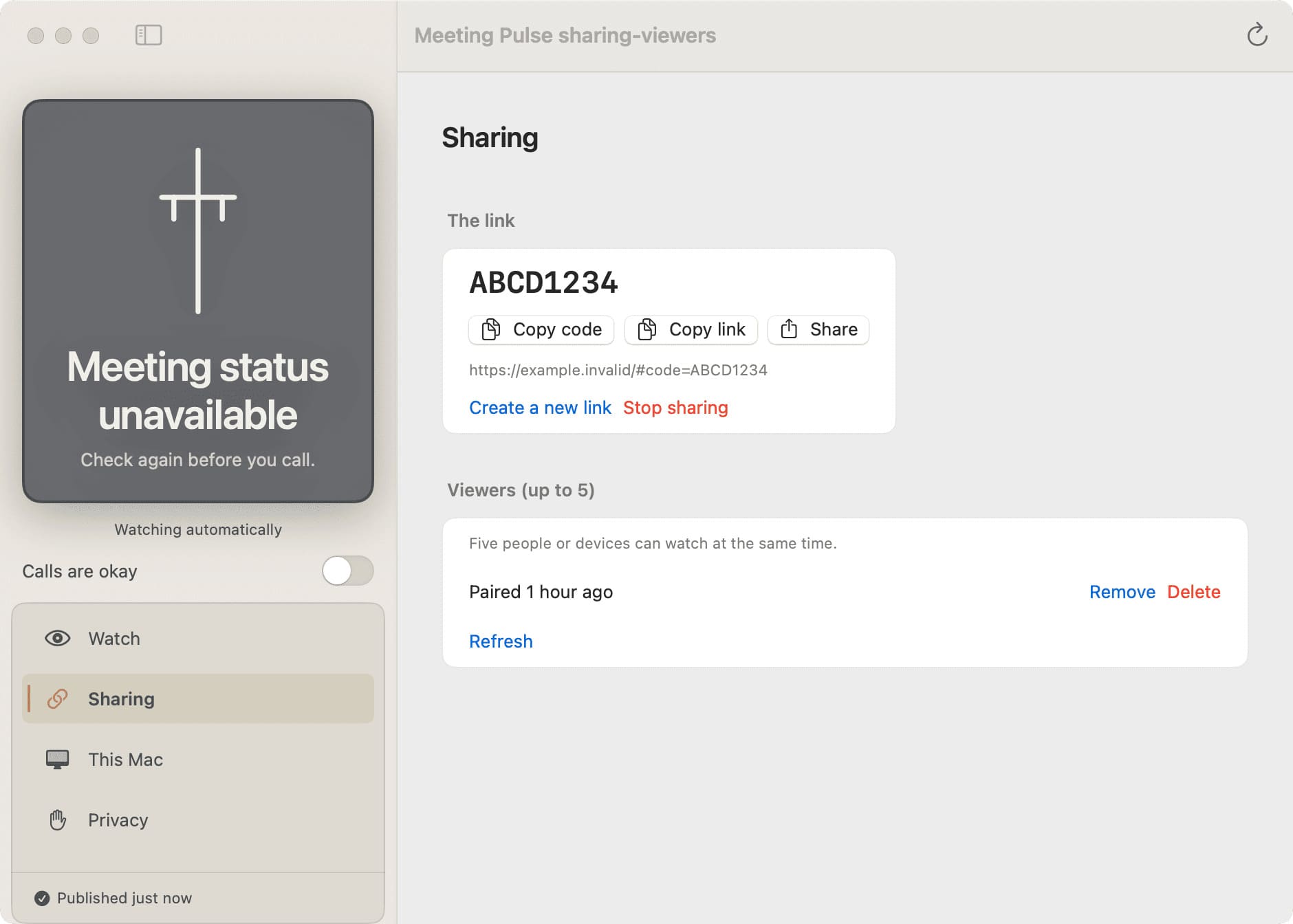 Meeting Pulse Station showing the private viewers list