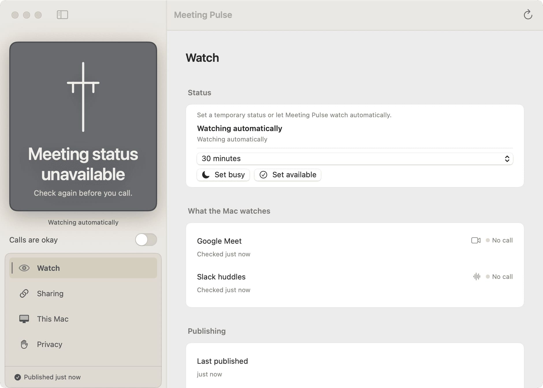 Meeting Pulse Station showing an available state